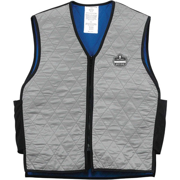 Chill-Its 6665 Evaporative Cooling Vest - Large Size - Polyester, Fabric, Nylon, Mesh - Black, Gray - Water Repellent, Pocket, Comfortable, Durable, Ventilation, Stretchable, Lightweight, Washable, Breathable, Evaporation Resistant - 1 Each