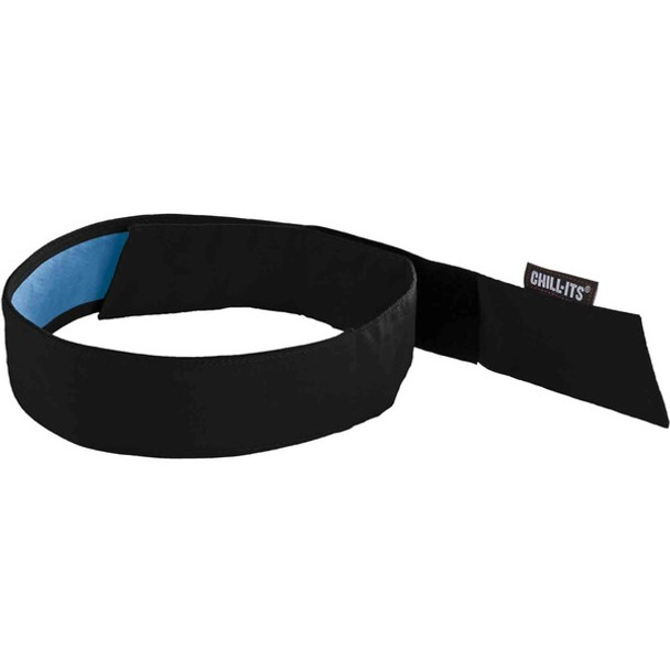 Chill-Its 6705CT Evaporative Cooling Bandana Headband - 0.3" Width x 9.5" Height x 7" Length - 6 / Carton - Black - Polyvinyl Alcohol (PVA)