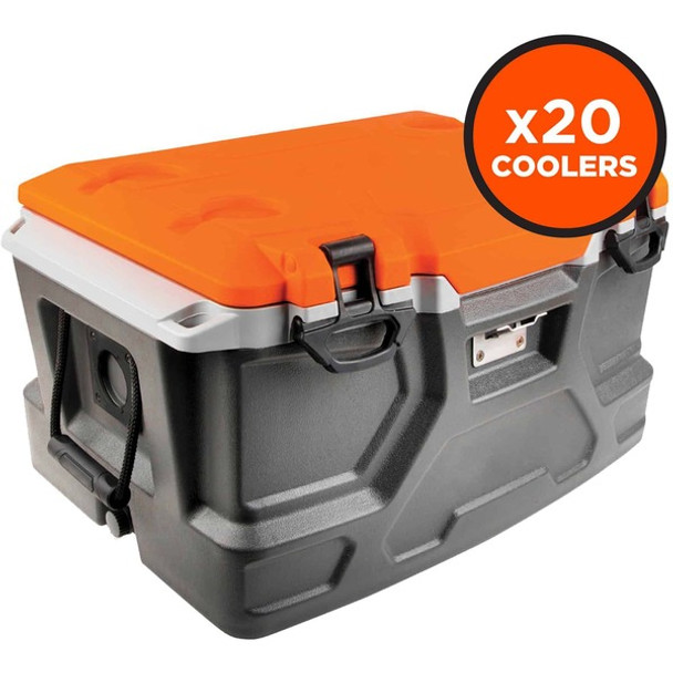 Chill-Its 5171 Industrial Hard Sided Cooler - 12 gal - 72 Can Support - 40 Bottle Support - Orange, Gray - Stainless Steel, Plastic, Rubber, Nylon
