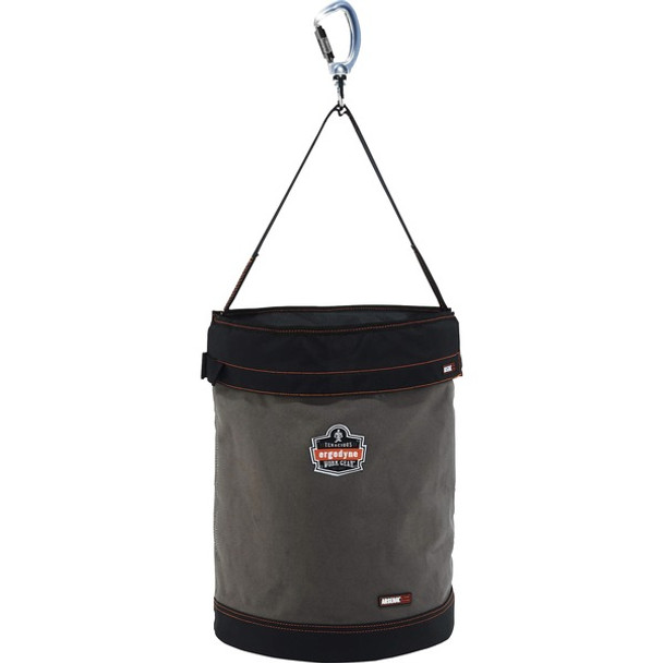 Arsenal 5945T Bucket - Reinforced, Handle, Pocket, Durable, Storm Drain - 17.5" - Plastic, Nylon, Nickel Plated, Synthetic Leather, Canvas - Gray - 1 Each