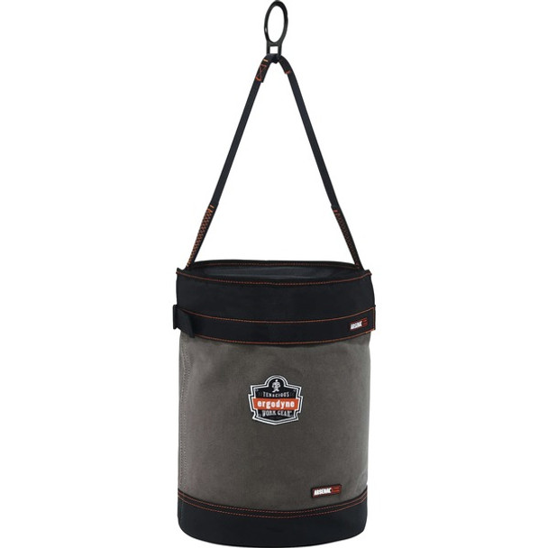 Arsenal 5960T Bucket - Reinforced, Handle, Pocket, Durable, Storm Drain - 14" - Plastic, Nylon, Nickel Plated, Synthetic Leather, Canvas - Gray - 1 Each