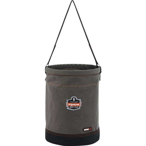 Arsenal 5930 Web Handle Canvas Hoist Bucket - Reinforced, Handle, Pocket, Durable, Storm Drain - 14" - Plastic, Nylon, Nickel Plated, Synthetic Leather, Canvas - Gray - 1 Each