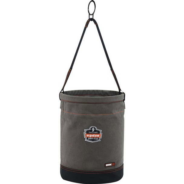 Arsenal 5960 Canvas Hoist Bucket with D-Rings - Reinforced, Handle, Pocket, Durable, Storm Drain - 14" - Plastic, Nylon, Nickel Plated, Synthetic Leather, Canvas - Gray - 1 Each