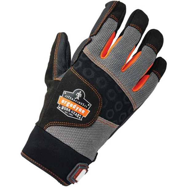 Ergodyne ProFlex 9002 Certified Full-Finger Anti-Vibration Gloves - Large Size - Black - Anti-Vibration, Padded Palm, Impact Resistant, Knitted, Reinforced Thumb, Reinforced Fingertip, Molded, ID Tab - 1 - 2" Thickness - 13.75" Glove Length