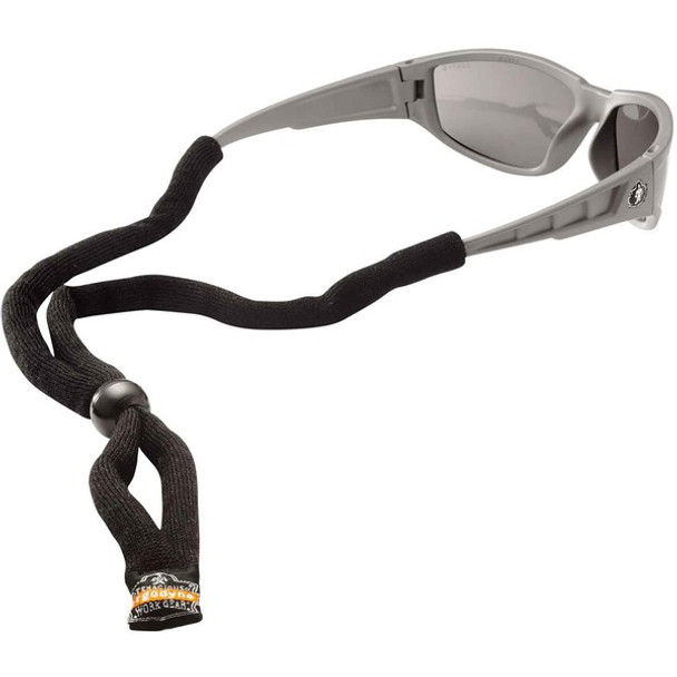 Skullerz 3200 Cotton Eyewear Lanyard - 6 / Carton - 0.3" Height x 1.5" Width x 14" Length - Black - Cotton