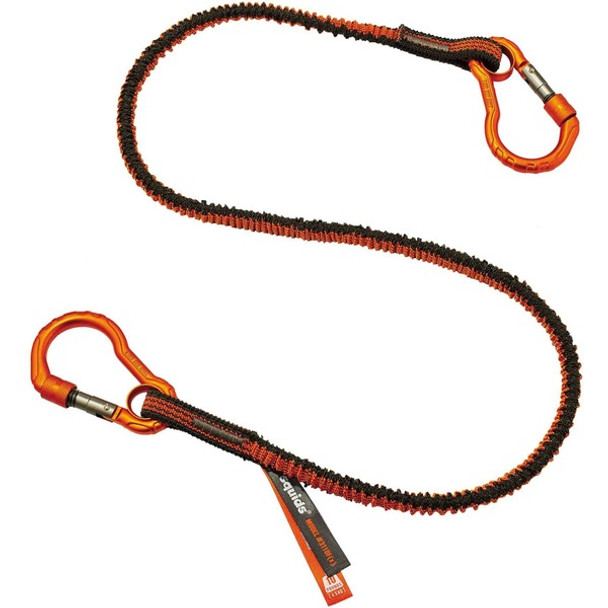 Squids 3110F(x) Tool Lanyard Dual Carabiner - 10lbs - 6 / Carton - 10 lb Load Capacity - Standard - Carabiner Attachment - 11.3" Height x 1" Width x 48" Length - Orange, Gray - Aluminum, Alloy, Nylon, Elastic Webbing