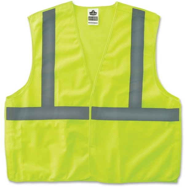 GloWear Lime Econo Breakaway Vest - 2-Xtra Large/3-Xtra Large Size - Lime - Reflective, Machine Washable, Lightweight, Hook & Loop Closure, Pocket - 1 Each