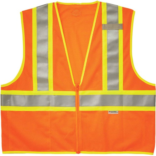 GloWear 8230Z Type R Class 2 Two-Tone Vest - 2-Xtra Large/3-Xtra Large Size - Zipper Closure - Mesh Fabric, Polyester Mesh - Orange - Pocket, Mic Tab, Reflective - 1 Each