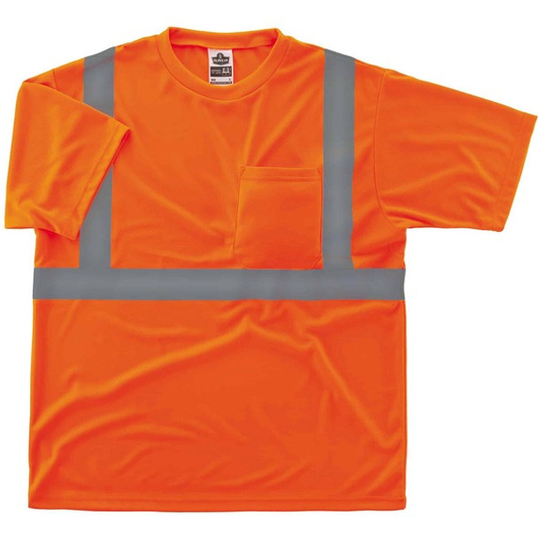 GloWear 8289 Type R Class 2 T-Shirt - Extra Small (XS) Size - Fabric, Polyester - Orange