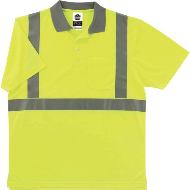 GloWear 8295 Type R Class 2 Polo Shirt - Medium Size - Unisex - Polyester - Lime