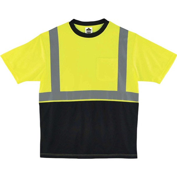 GloWear 8289BK Type R Class 2 Front T-Shirt - Medium Size - Polyester - Lime, Black