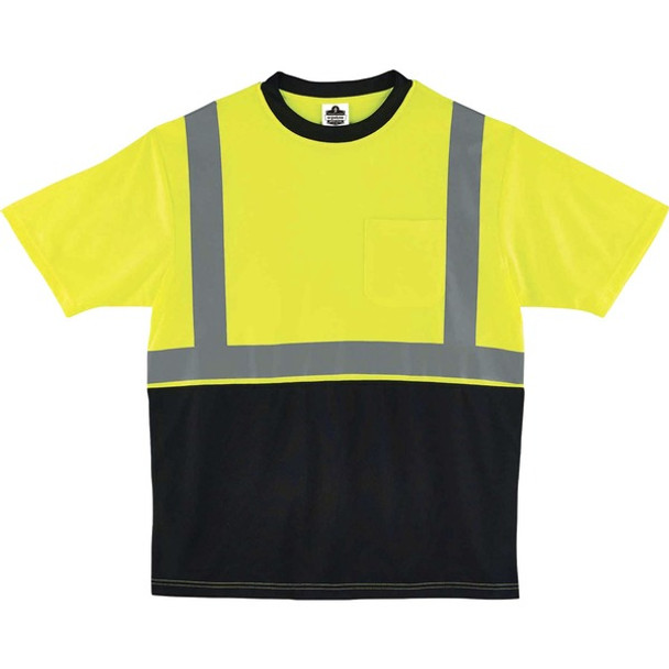 GloWear 8289BK Type R Class 2 Front T-Shirt - Large Size - Polyester - Lime, Black