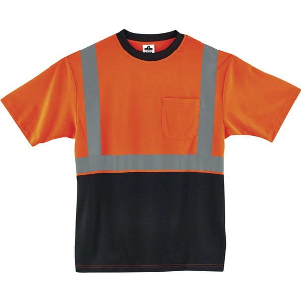 GloWear 8289BK Type R Class 2 Front T-Shirt - Small Size - Polyester - Orange, Black
