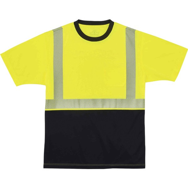 GloWear 8280BK Type R Class 2 Front Performance T-Shirt - Small Size - Polyester - Lime, Black