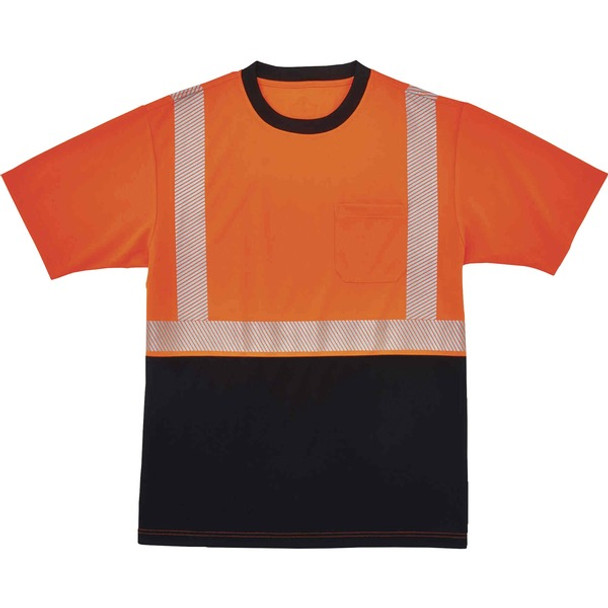 GloWear 8280BK Type R Class 2 Front Performance T-Shirt - Medium Size - Polyester - Orange, Black