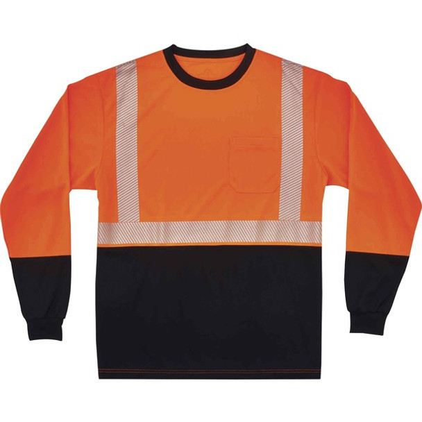 GloWear 8281BK Type R Class 2 Front Long Sleeve T-Shirt - 4XL Size - Polyester - Orange, Black