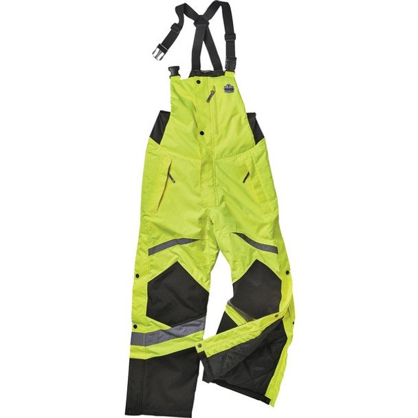 GloWear 8928 Class E Insulated Bibs - Bib Overall - Medium - Lime - Polyurethane, 300D Oxford Polyester