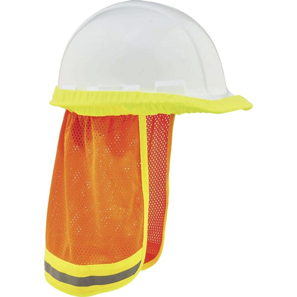 GloWear 8005 HI-VIS Mesh Neck Shade W/ Reflective - 10" Width x 1" Height x 8" Length - 6 / Carton - Orange - Elastic, Plastic, Mesh, Polyester