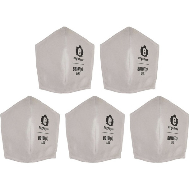 Skullerz 8810F(x) Contoured Face Cover Mask Replacement Filters - 6" Width x 1.5" Height x 8" Length - 5 / Set - White - Poly Cotton