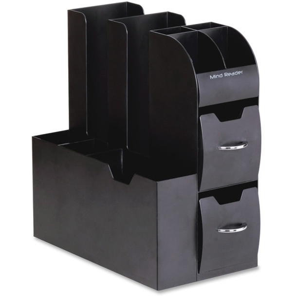 Mind Reader EMS Mind Compact All In One Coffee Pod Caddy - 16 x Coffee/Tea Pod - 2 Drawer(s) - 12" Height x 6.5" Width x 11.8" Depth - Compact - Black - 1 Each