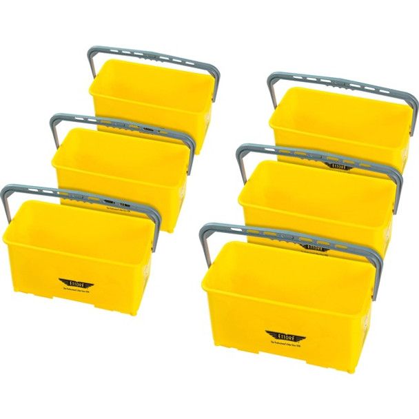 Ettore 6-gallon Super Bucket - 24 quart - Handle, Secure Grip - 10.5" x 21.8" x 11.8" - Yellow - 6 / Carton