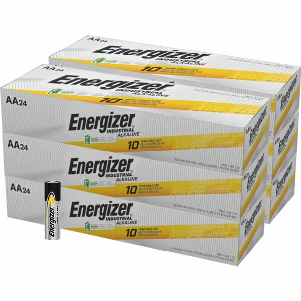 Energizer Industrial Alkaline AA Battery Boxes of 24 - For Multipurpose - AA - 1.5 V DC - 6 / Carton