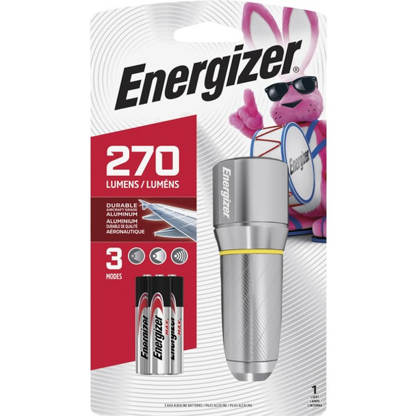 Energizer Vision HD Compact Flashlight - LED - 270 lm Lumen - 3 x AA - Battery - Metal - Chrome