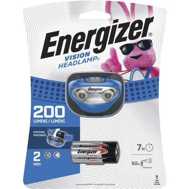 Energizer Vision LED Headlamp - LED - 100 lm Lumen - 3 x AAA - Battery - Impact Resistant, Water Resistant - Blue