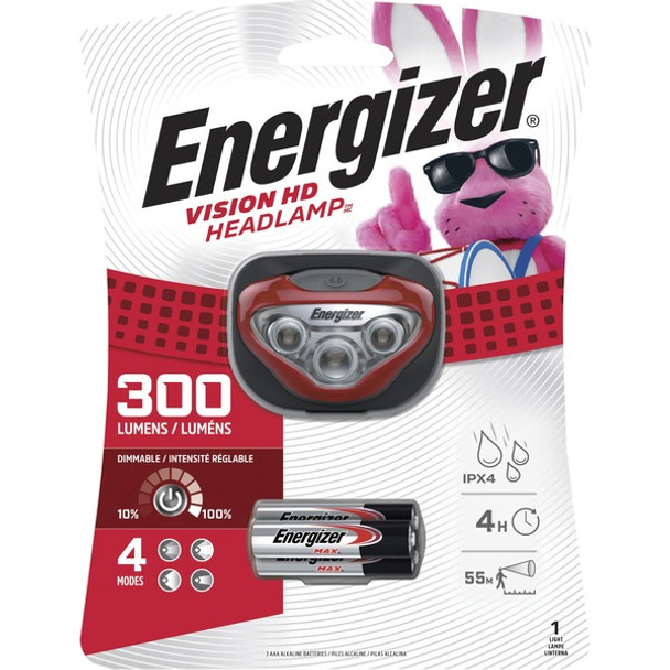 Energizer Vision HD LED Headlamp - LED - 300 lm Lumen - 3 x AAA - Red