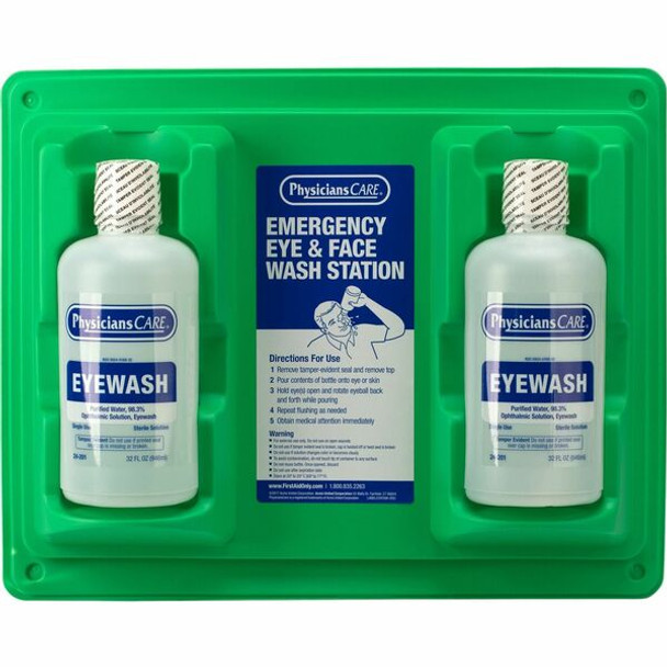 First Aid Only Twin-Bottle Eyewash Station - 1 quart - Clear