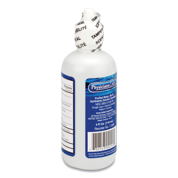 First Aid Refill Components Disposable Eye Wash, 4 oz Bottle