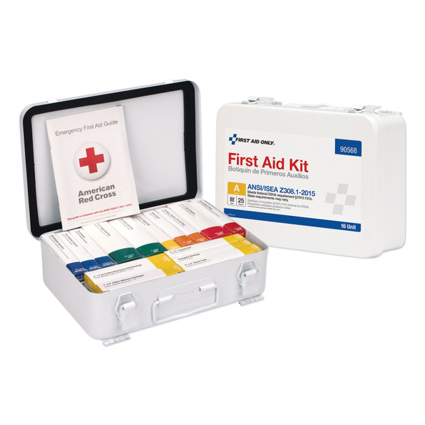 Unitized ANSI Compliant Class A Type III First Aid Kit for 25 People, 84 Pieces, Metal Case