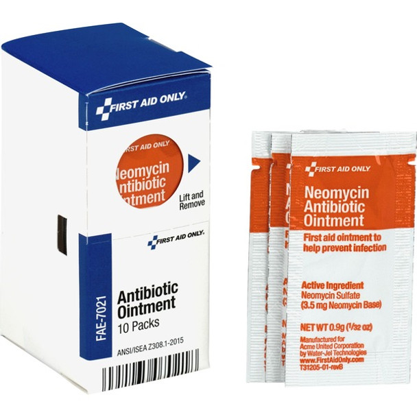 First Aid Only Antibiotic Ointment - For Cut, Scrape, Burn - 10 / Box