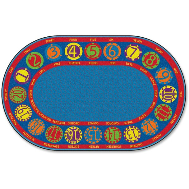 Flagship Carpets Number Circles Bilingual Rug - 99.96" Length x 72" Width - Circle - Multicolor - Nylon