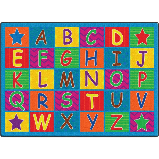 Flagship Carpets Cheerful Alphabet Classroom Rug - 100" Length x 72" Width x 0.50" Thickness - Rectangle - Multicolor