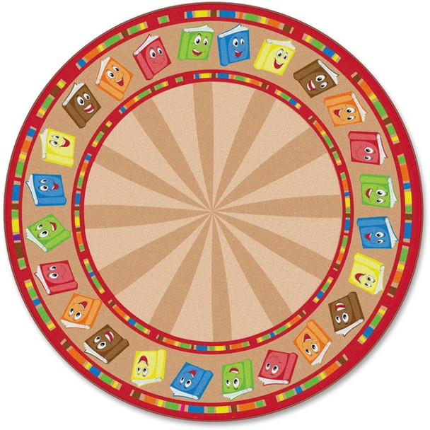 Flagship Carpets Calm Circle Time Books Round Rug - 72" Diameter - Circle - Multicolor