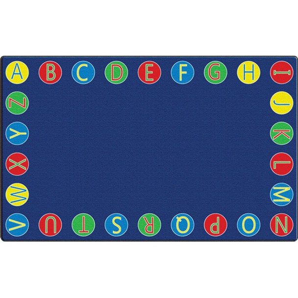 Flagship Carpets Alphabet Circles Seating Rug - 100" Length x 72" Width x 0.50" Thickness - Rectangle - Multicolor