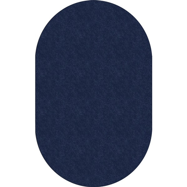 Flagship Carpets Amerisoft Solid Color Rug - 12 ft Length x 90" Width - Oval - Navy Blue - Nylon, Polyester