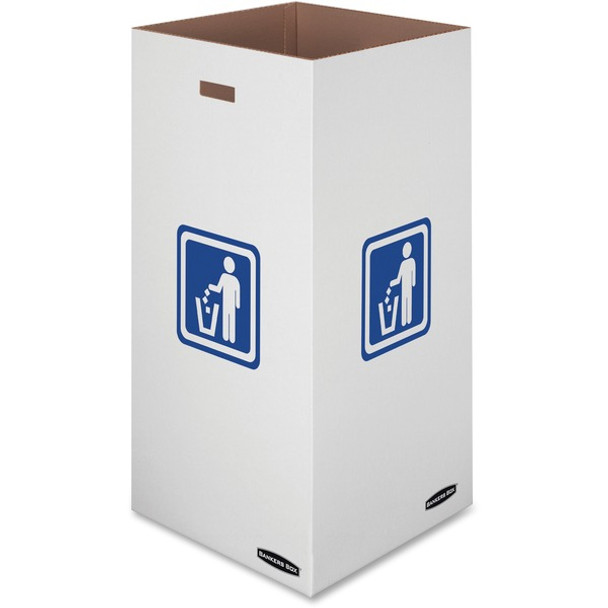 Bankers Box Waste & Recycling Bins - Internal Dimensions: 18" Width x 18" Depth x 36" Height - External Dimensions: 18.4" Width x 18.4" Depth x 36.4" Height - 50 gal - Corrugated Paper - White, Green - Recycled - 10 / Pack