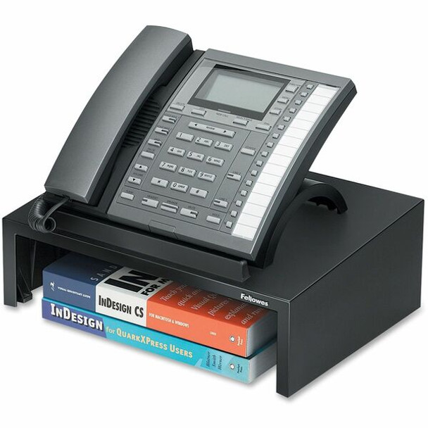 Fellowes Designer Suites&trade; Phone Stand - 4.4" Height x 13" Width x 9.1" Depth - Pearl, Black - Storage Space