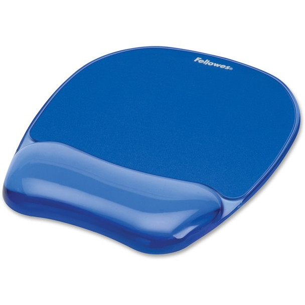 Fellowes Crystals&reg; Gel Mousepad/Wrist Rest - Blue - 0.75" x 7.88" x 9.19" Dimension - Blue - Gel, Rubber - Stain Resistant, Skid Proof - 1 Pack