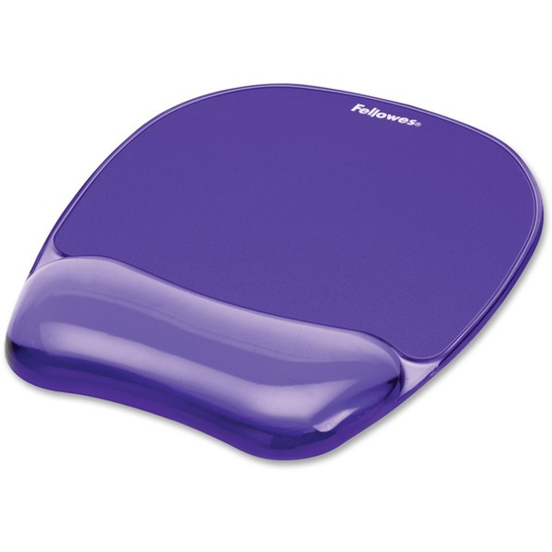 Fellowes Crystals Gel Mousepad/Wrist Rest - 0.75" x 7.88" x 9.19" Dimension - Purple - Rubber, Gel - Stain Resistant, Skid Proof - 1 Pack