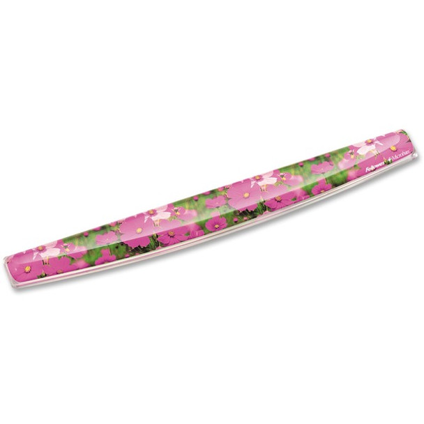 Fellowes Photo Gel Keyboard Wrist Rest with Microban&reg; - Pink Flowers - 0.75" x 18.56" x 2.31" Dimension - Multicolor - Rubber, Gel - Stain Resistant, Skid Proof - 1 Pack