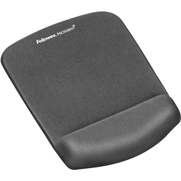 Fellowes PlushTouch&trade; Mouse Pad Wrist Rest with Microban&reg; - Graphite - 1" x 7.25" x 9.38" Dimension - Graphite - Polyurethane, Foam - Wear Resistant, Tear Resistant, Skid Proof - 1 Pack