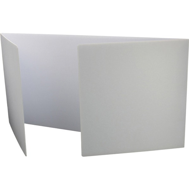 Flipside Tri-fold StudyCarrel - 12" Height x 48" Width x 1.10" Length - White - Plastic - 12 / Pack