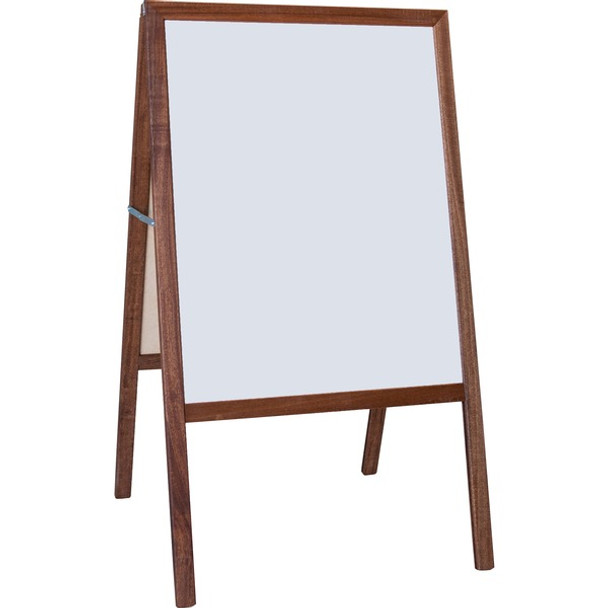 Flipside Dark Frame Signage Easel - Stained White/Black Surface - Hardwood Frame - Rectangle - 1 Each