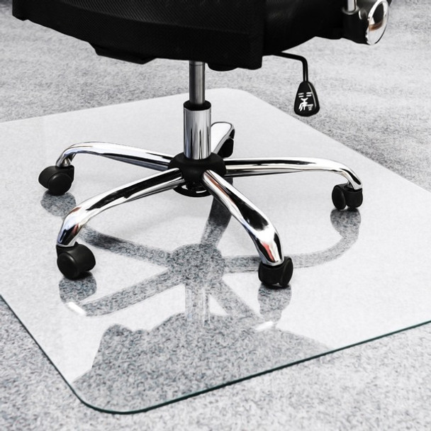 Glaciermat&reg; Heavy Duty Glass Chair Mat for Hard Floors & Carpets - 40" x 53" - Crystal Clear Rectangular Glass Chair Mat For Hard Floor and All Carpet Piles - 53" L x 40" W x 0.2" D