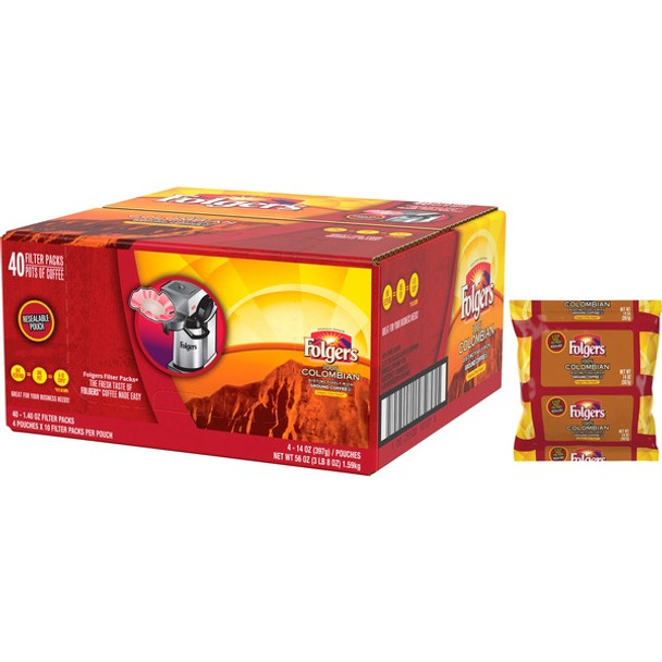 Folgers&reg; Ground Colombian Coffee - Medium/Dark - 1.4 oz - 40 / Carton