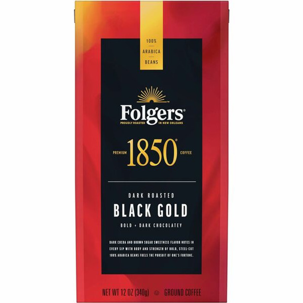 Folgers&reg; Ground 1850 Black Gold Coffee - Dark - 12 oz - 1 Each