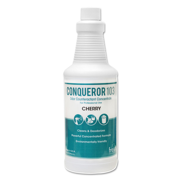 Conqueror 103 Odor Counteractant Concentrate, Cherry, 32 oz Bottle, 12/Carton